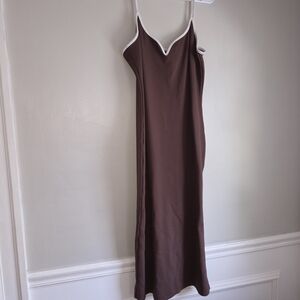 Abercombie And Fitch Brown Maxi Dress with White Trim